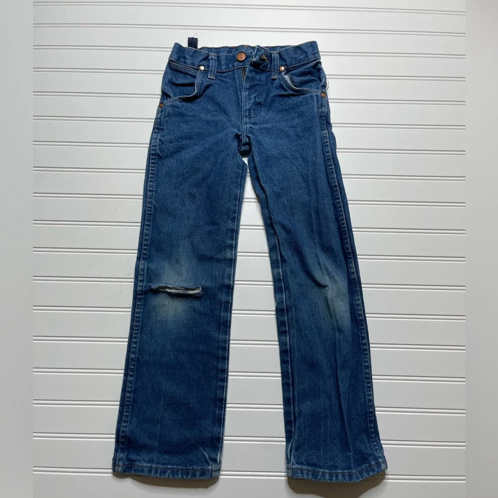 Wrangler kids size 8 slim blue jeans 100% cotton - Picture 2 of 6